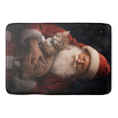 Abessinienkatze mit Weihnachtsmann Weihnachten Badematte (Vorderseite)