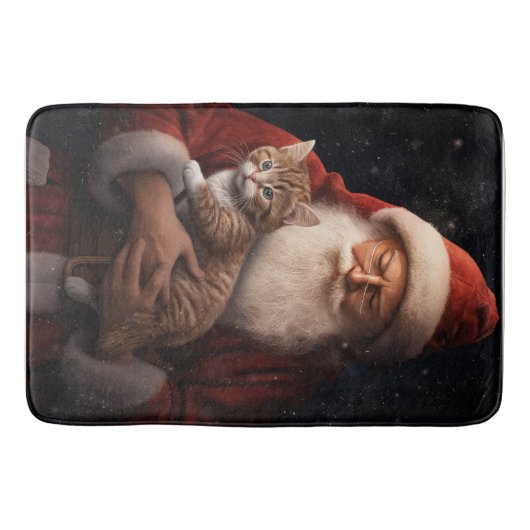 Abessinienkatze mit Weihnachtsmann Weihnachten Badematte (Vorderseite)