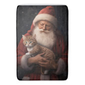 Abessinienkatze mit Weihnachtsmann Weihnachten Badematte (Vorderseite Vertikal)