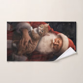 Abessinienkatze mit Weihnachtsmann Weihnachten Badhandtuch Set (Handtuch)