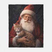 Abessinienkatze mit Weihnachtsmann Weihnachten Fleecedecke (Vorderseite)