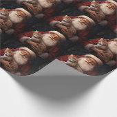 Abessinienkatze mit Weihnachtsmann Weihnachten Geschenkpapier (Ecke)