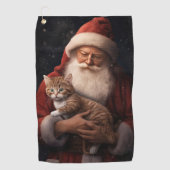 Abessinienkatze mit Weihnachtsmann Weihnachten Golfhandtuch (Vorderseite)