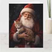 Abessinienkatze mit Weihnachtsmann Weihnachten Karte (Vorderseite)