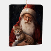 Abessinienkatze mit Weihnachtsmann Weihnachten Keramikornament (Rechts)