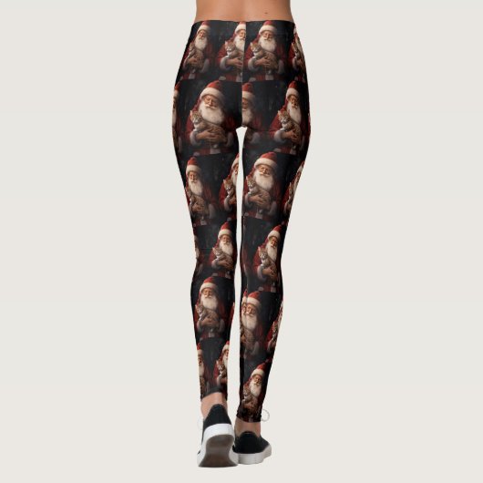 Abessinienkatze mit Weihnachtsmann Weihnachten Leggings (Rückseite)