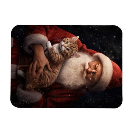 Abessinienkatze mit Weihnachtsmann Weihnachten Magnet (Horizontal)