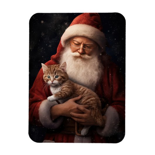 Abessinienkatze mit Weihnachtsmann Weihnachten Magnet (Vertikal)