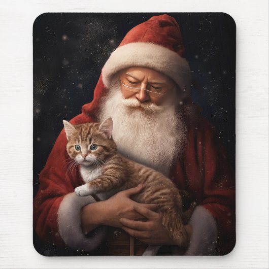 Abessinienkatze mit Weihnachtsmann Weihnachten Mousepad (Vorne)