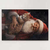 Abessinienkatze mit Weihnachtsmann Weihnachten Puzzle (Horizontal)