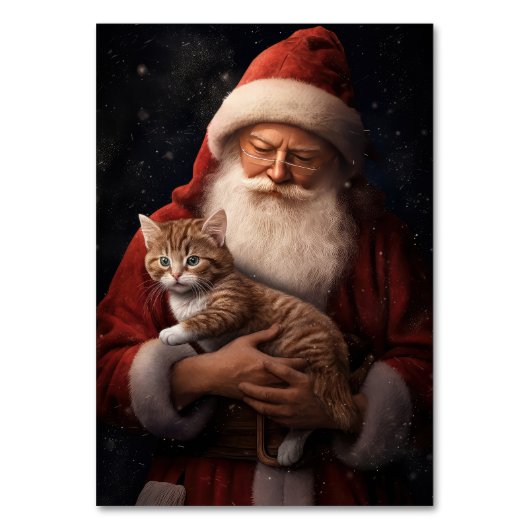 Abessinienkatze mit Weihnachtsmann Weihnachten Tischnummer (Rückseite)