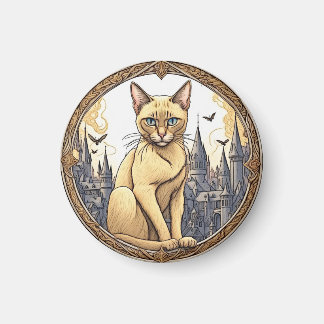 Abessinienkatze vor Schloss Magnet