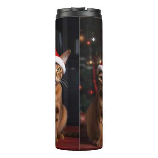 Abessinier am Feuerplatz Weihnachten Thermosbecher (Rückseite)