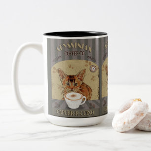 Abessinier-Katze Kaffee Capurrrccino Vintage Poste Zweifarbige Tasse