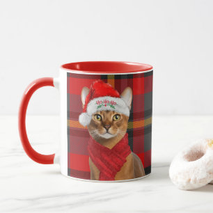 Abessinier-Katze Liebhaber Rot Kariert Weihnachten Tasse