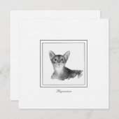 Abessinier Katze Schwarz-Weiß-Zeichn Note Card Mitteilungskarte (Vorne/Hinten)