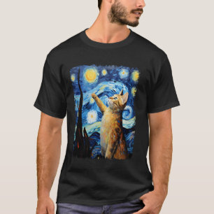 Abessinier Orange Katze Sternennacht Malerei T-Shirt