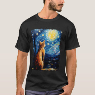 Abessinier Orange Katze Sternennacht Malerei T-Shirt