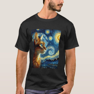 Abessinier Orange Katze Sternennacht Malerei T-Shirt
