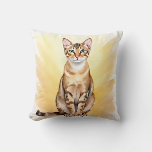 Abessinierkatze Aquarell Goldener Gradient Kunst Kissen