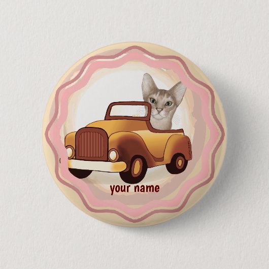 Abessinierkatze fährt Auto Button (Vorderseite)