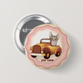 Abessinierkatze fährt Auto Button (Vorne & Hinten)