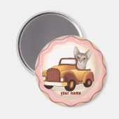 Abessinierkatze fährt Auto Magnet (Vorderseite/Rückseite)