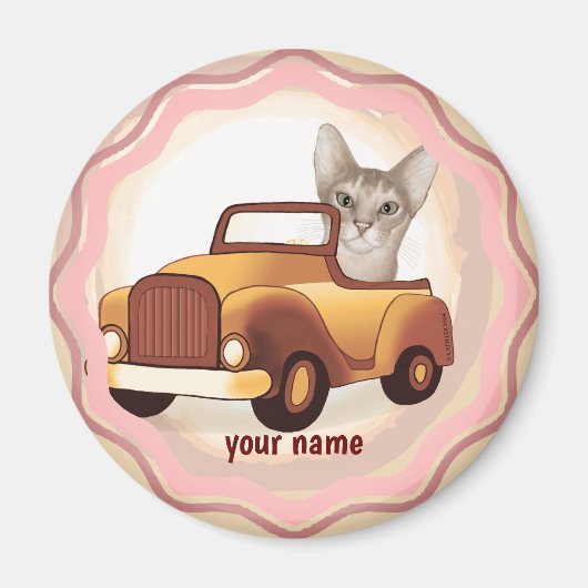 Abessinierkatze fährt Auto Magnet (Vorne)
