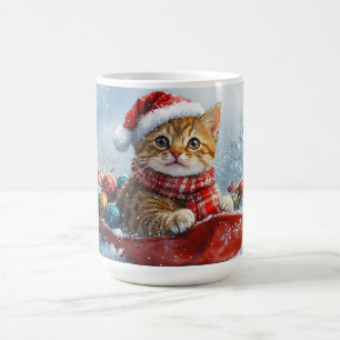 Abessinierkatze im Schlitten Lass es schneien Weih Kaffeetasse