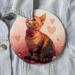 Abessinierkatze mit Rosen - Valentinstag Button
