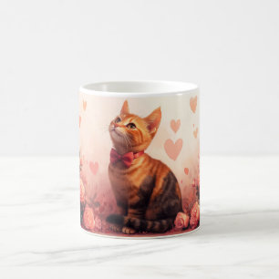 Abessinierkatze mit Rosen - Valentinstag Kaffeetasse