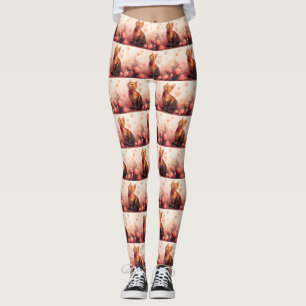 Abessinierkatze mit Rosen - Valentinstag Leggings
