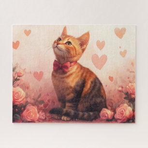 Abessinierkatze mit Rosen - Valentinstag Puzzle