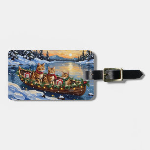 Abessinierkatze Weihnachten Boot Urlaub Gepäckanhänger