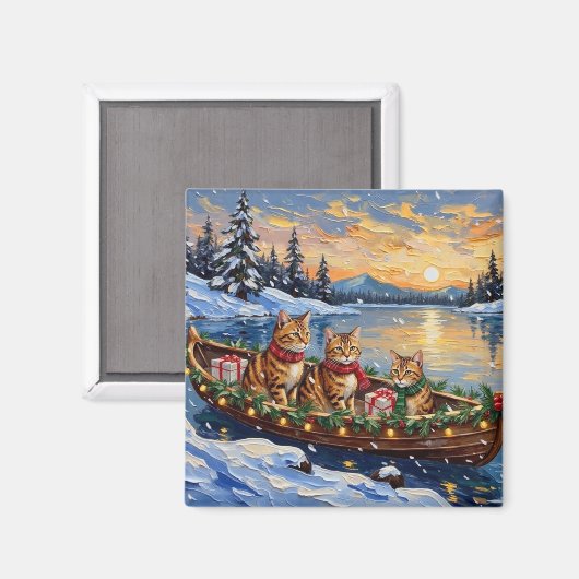 Abessinierkatze Weihnachten Boot Urlaub Magnet (Vorderseite/Rückseite)