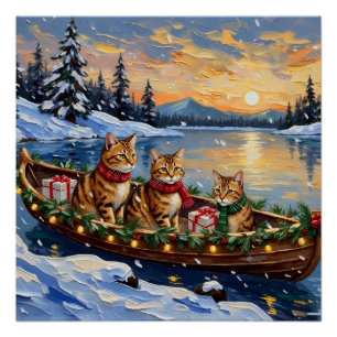 Abessinierkatze Weihnachten Boot Urlaub Poster
