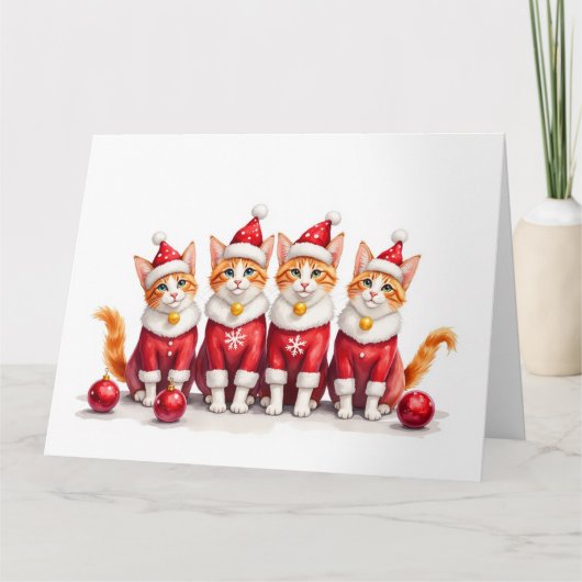 Abessinierkatze Weihnachtskleid Santa Hut Karte (Vorderseite)