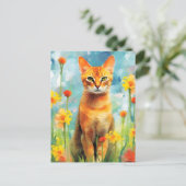 Abessinikatze farbige Aquarellbilder Postkarte (Stehend Vorderseite)