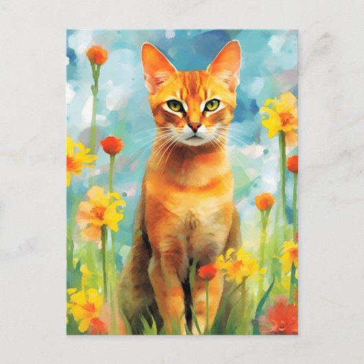 Abessinikatze farbige Aquarellbilder Postkarte (Vorderseite)