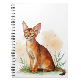 Abessinische Katze umgeben von sanften Farben und  Notizblock