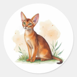 Abessinische Katze umgeben von sanften Farben und  Runder Aufkleber