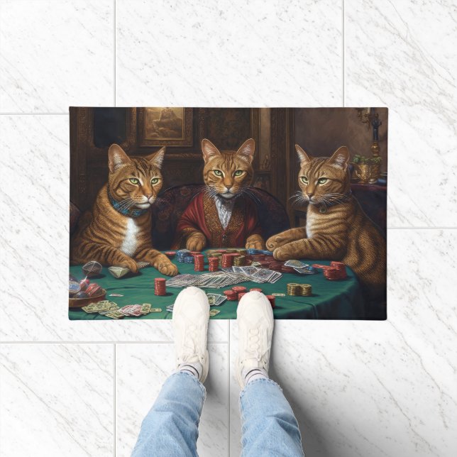 Abessinische Katzen Poker Kunst Fußmatte (Indoor)