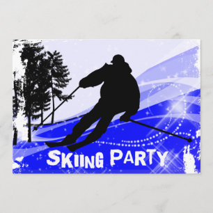 Abfahrt auf den Skipisten Party Einladung