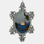 Abfahrt bei Sunset I Cruise Vacation Schneeflocken Zinn-Ornament (Links)