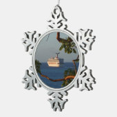 Abfahrt bei Sunset I Cruise Vacation Schneeflocken Zinn-Ornament (Rechts)