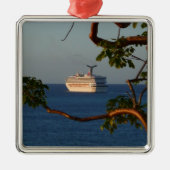 Abfahrt bei Sunset I Cruise Vacation Silbernes Ornament (Vorne)