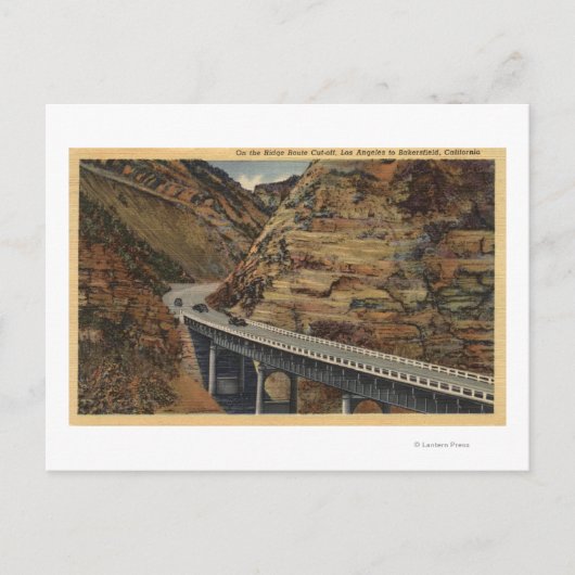 Abfahrt der Ridge-Route bis Bakersfield Postkarte (Vorderseite)