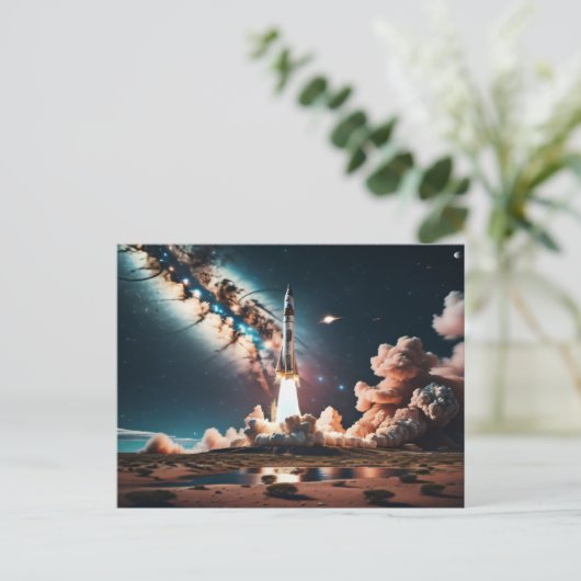 Abfahrt eines Raketenträgers Postkarte (Stehend Vorderseite)