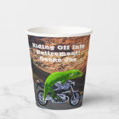 Abfahrt in den Ruhestand Custom Gecko Motorrad Pappbecher (Vorderseite)