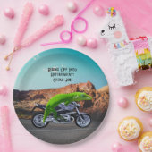 Abfahrt in den Ruhestand Custom Gecko Motorrad Pappteller (Party)